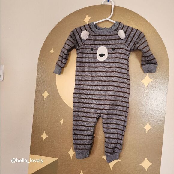 🏖 9M Carter's Super Cozy Woven Bear Onesie - Picture 1 of 4
